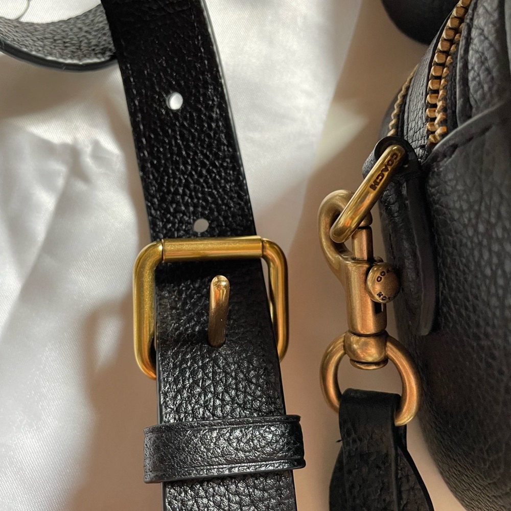 Coach Black Leather Crossbody Camera Bag with Gold Hardware - Picture 11 of 15